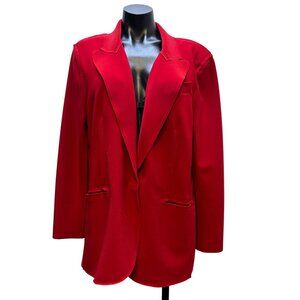 Norma Kamali Red Open-Front Blazer Jacket XL Long Sleeve Lightweight